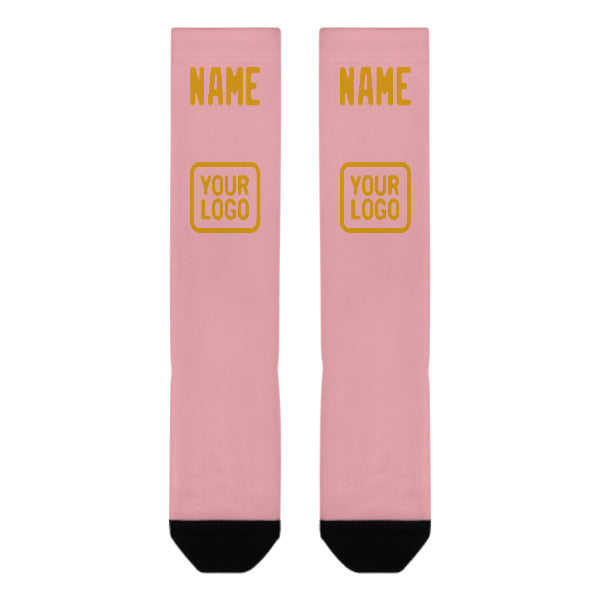 Chaussettes hautes personnalisées rose clair et jaune