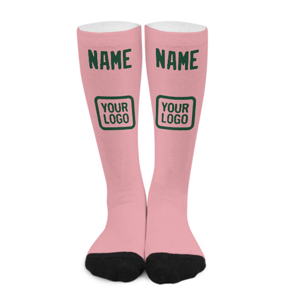 Chaussettes hautes personnalisées rose clair et vertes