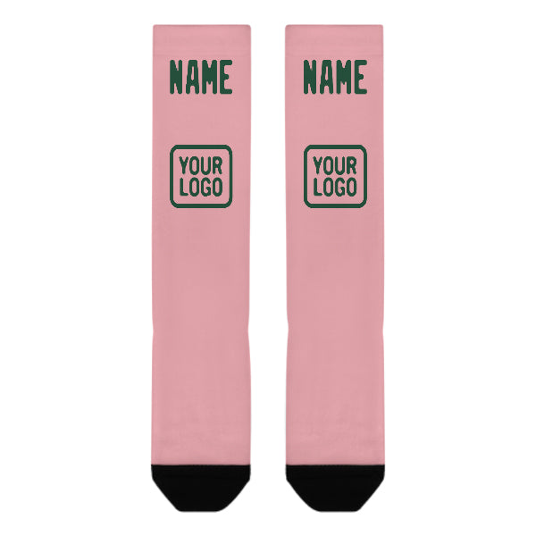 Chaussettes hautes personnalisées rose clair et vertes