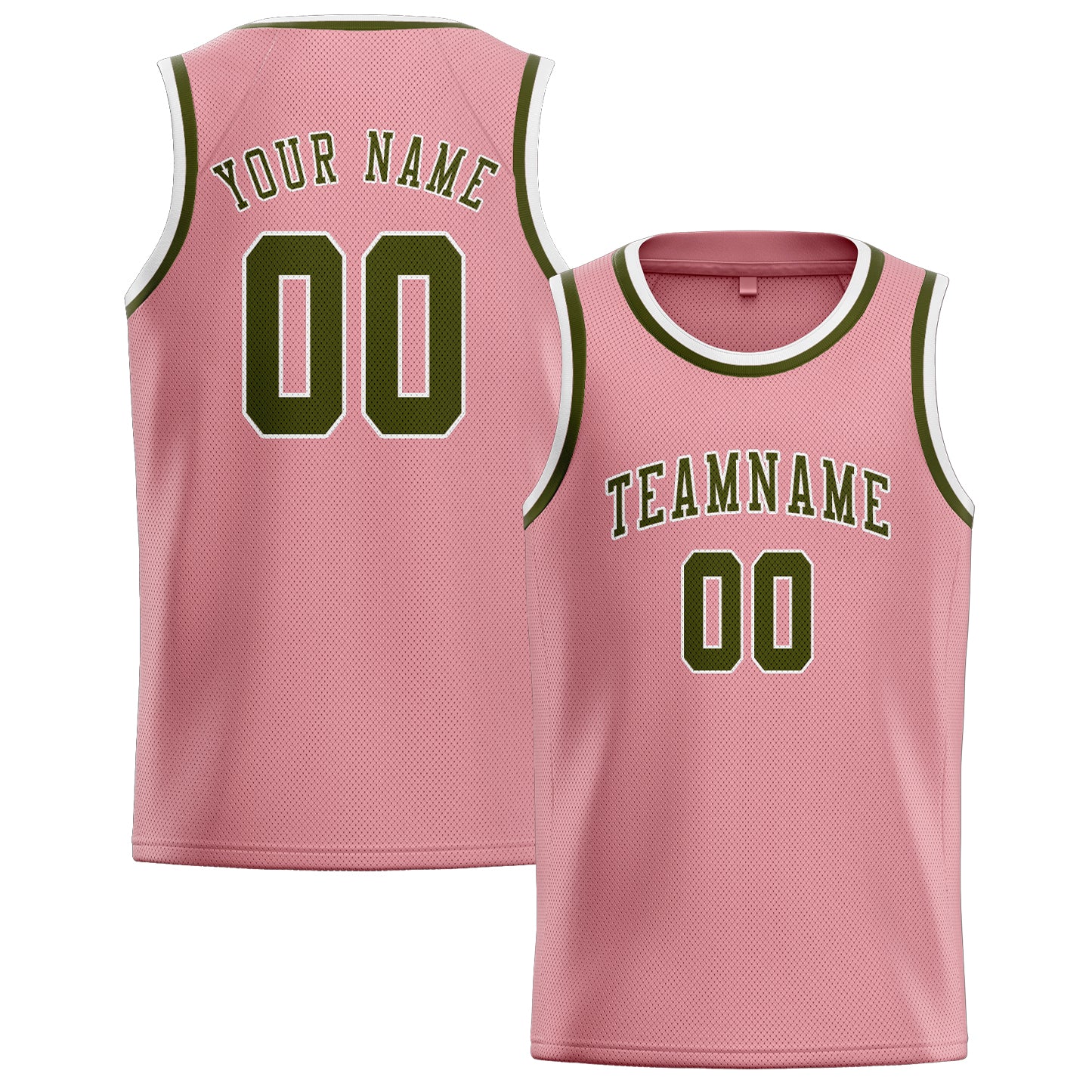 Maillot de basketball personnalisé rose clair olive