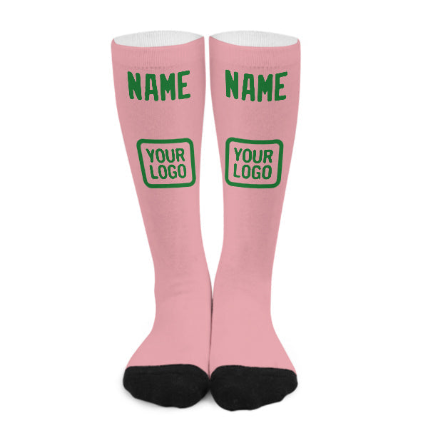 Chaussettes hautes personnalisées rose clair et vert émeraude