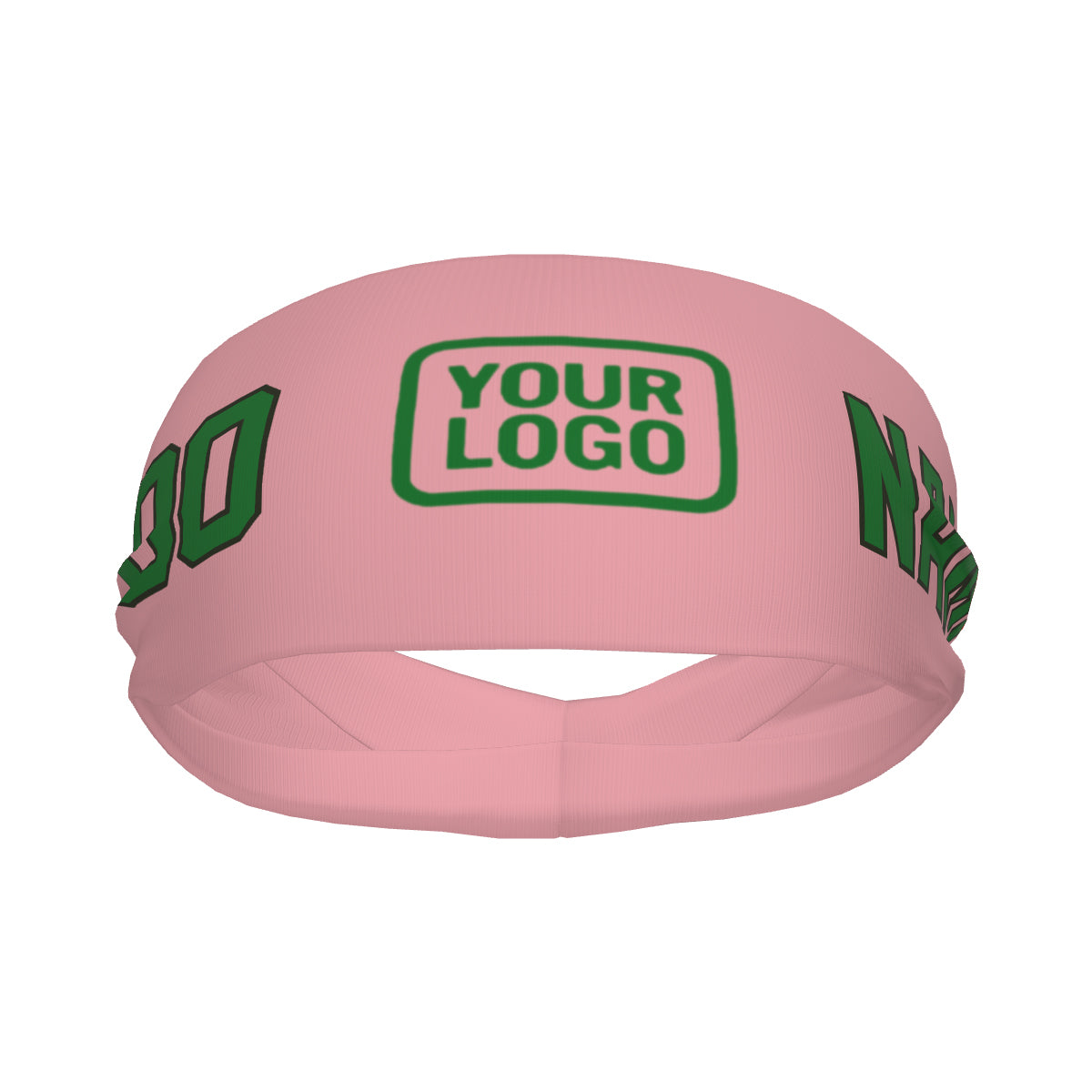 Bandeau de sport personnalisé rose clair et vert émeraude