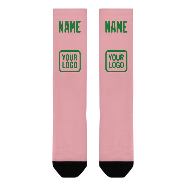 Chaussettes hautes personnalisées rose clair et vert émeraude