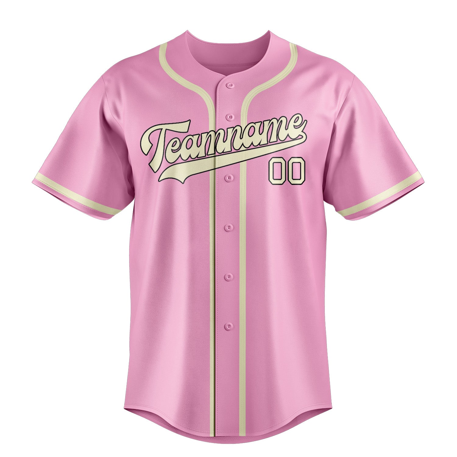 Maillot de baseball personnalisé rose clair et crème