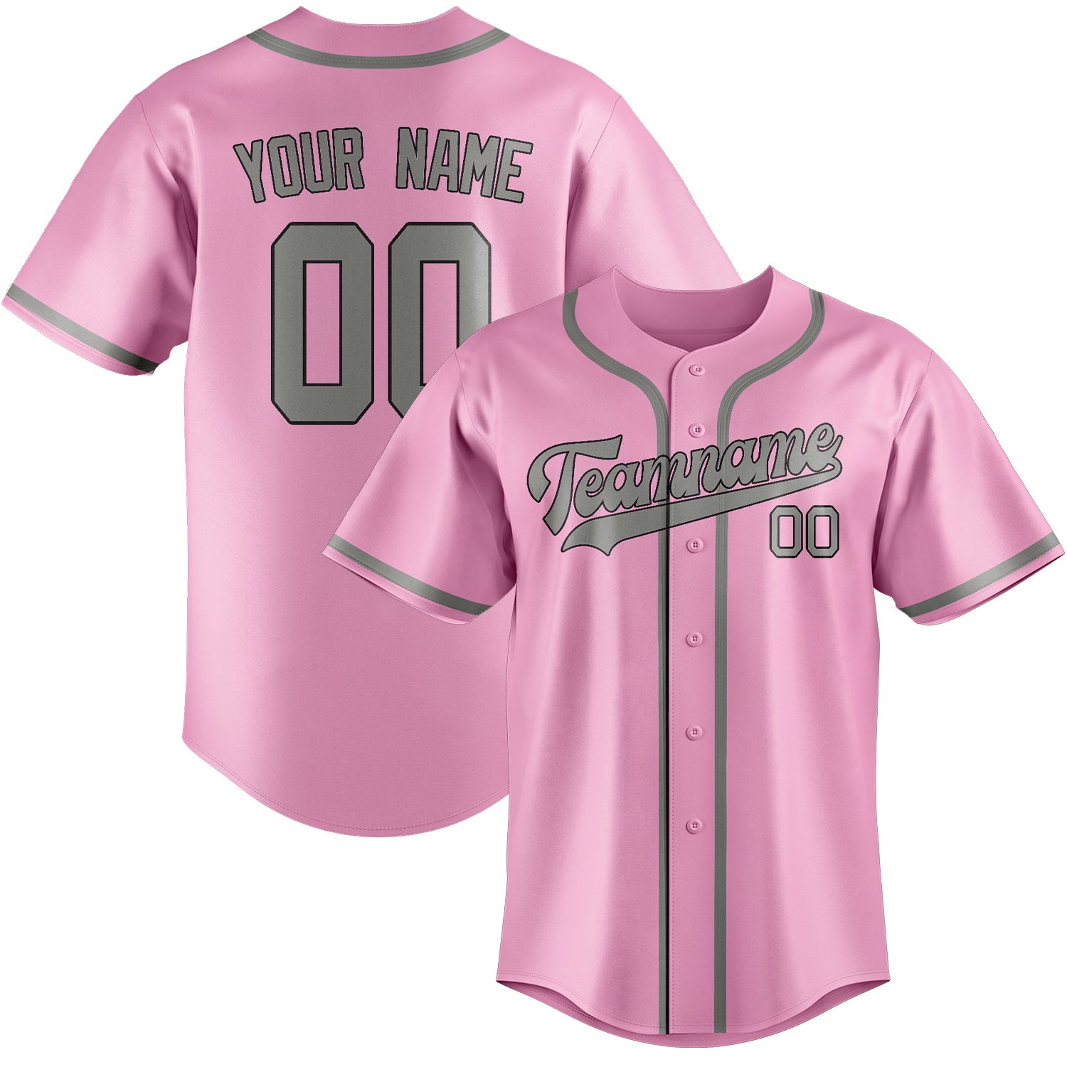 Maillot de baseball personnalisé rose clair et gris