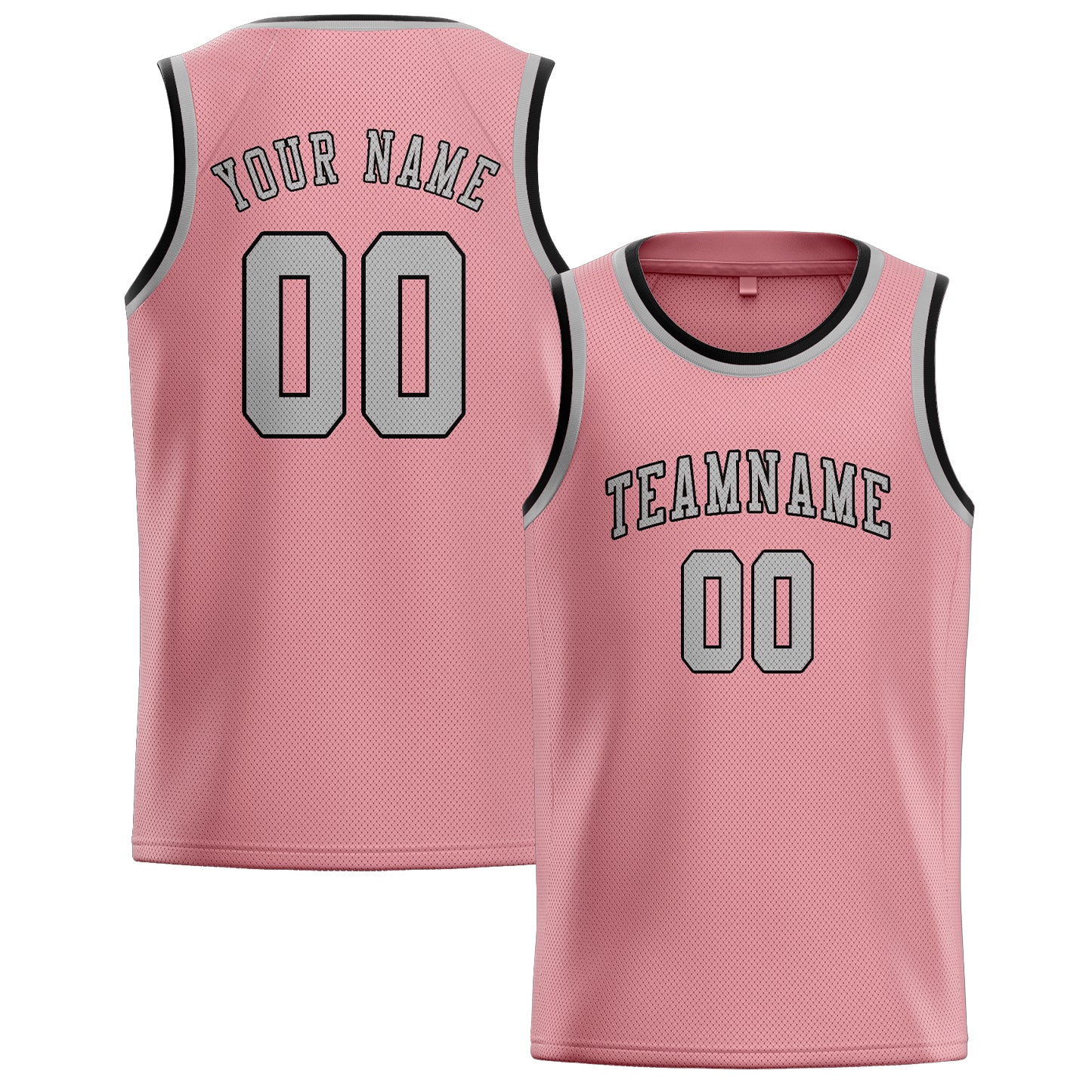 Maillot de basketball personnalisé rose clair et gris