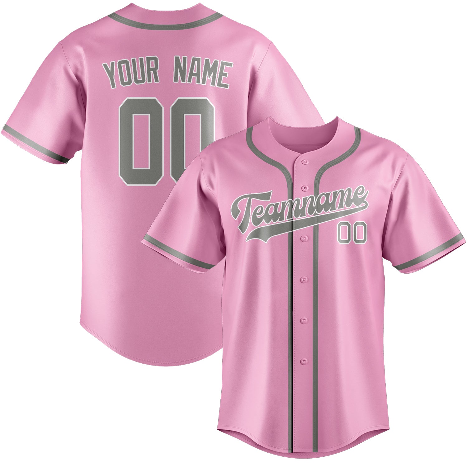 Maillot de baseball personnalisé rose clair et gris