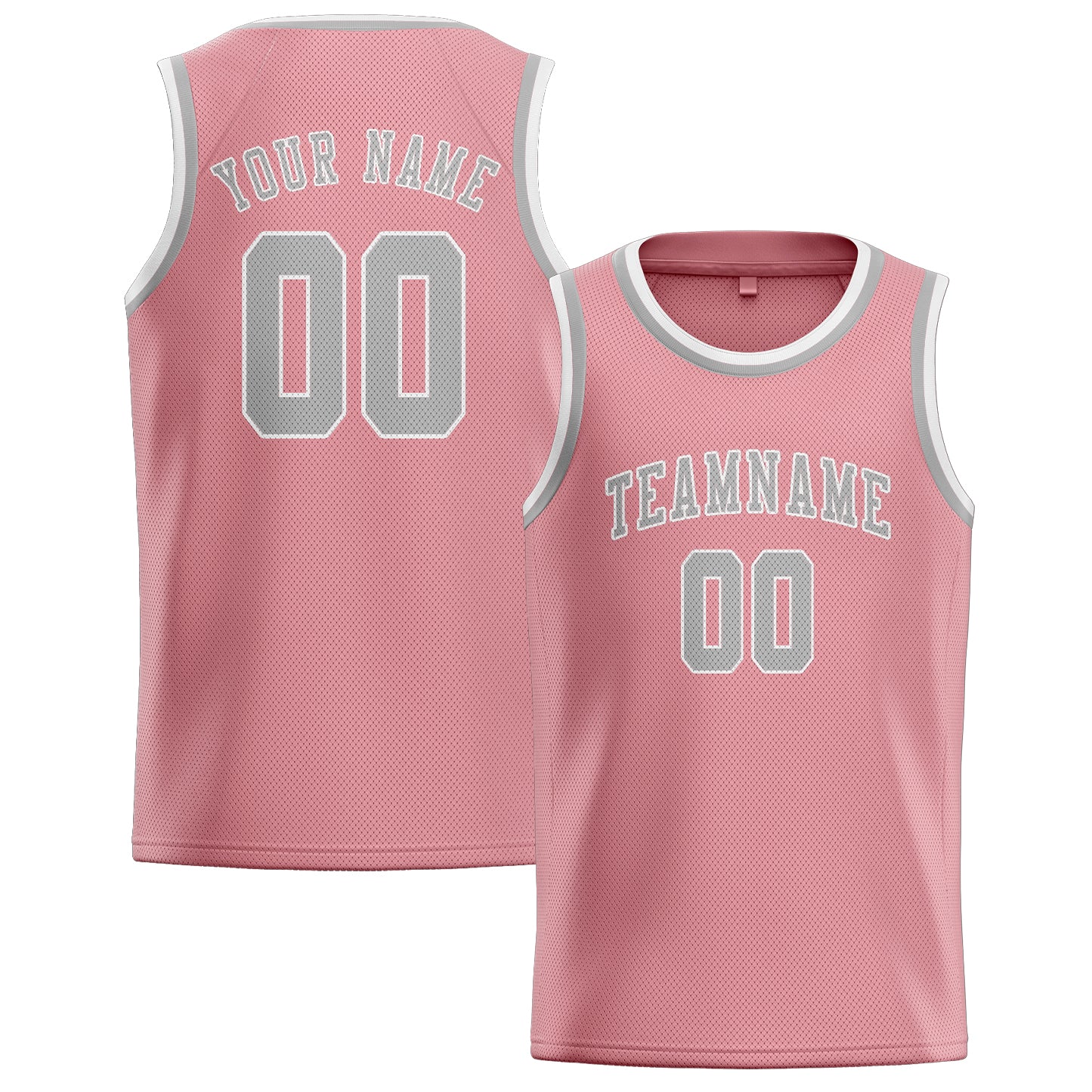 Maillot de basketball personnalisé rose clair et gris