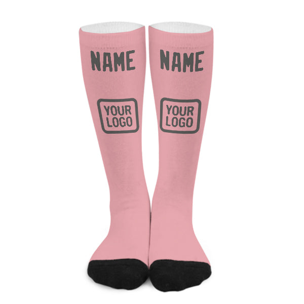 Chaussettes hautes personnalisées rose clair et gris foncé