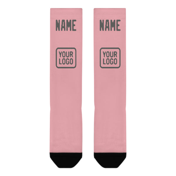 Chaussettes hautes personnalisées rose clair et gris foncé