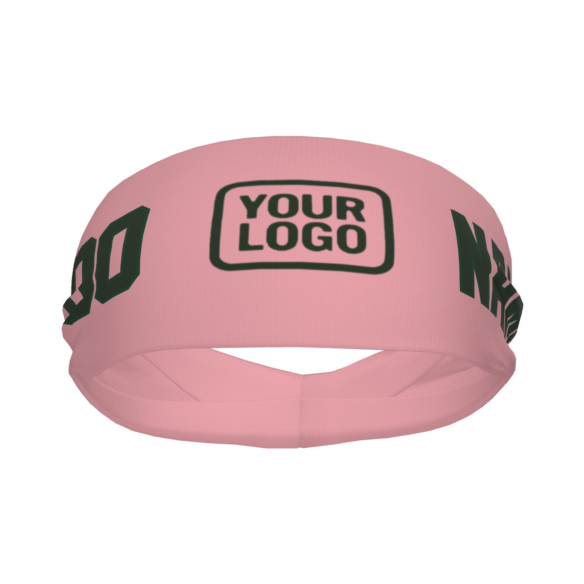 Bandeau de sport personnalisé rose clair et vert foncé