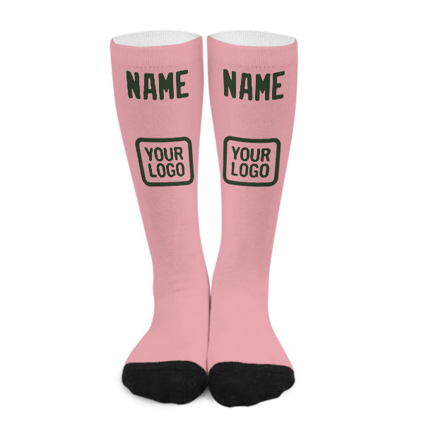 Chaussettes hautes personnalisées rose clair et vert foncé