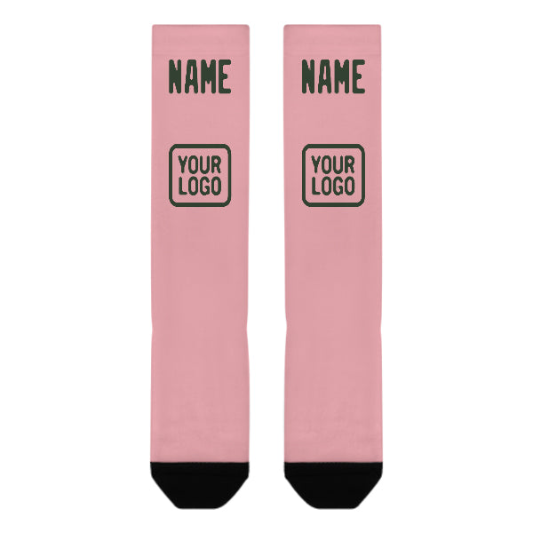 Chaussettes hautes personnalisées rose clair et vert foncé