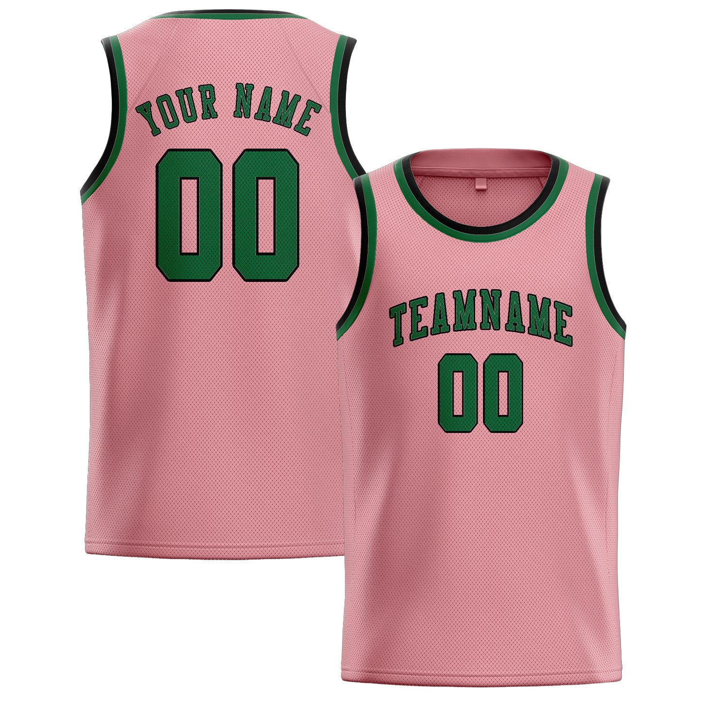 Maillot de basketball personnalisé rose clair et vert
