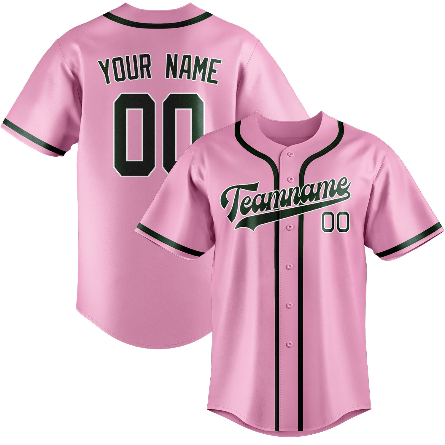 Maillot de baseball personnalisé rose clair et vert