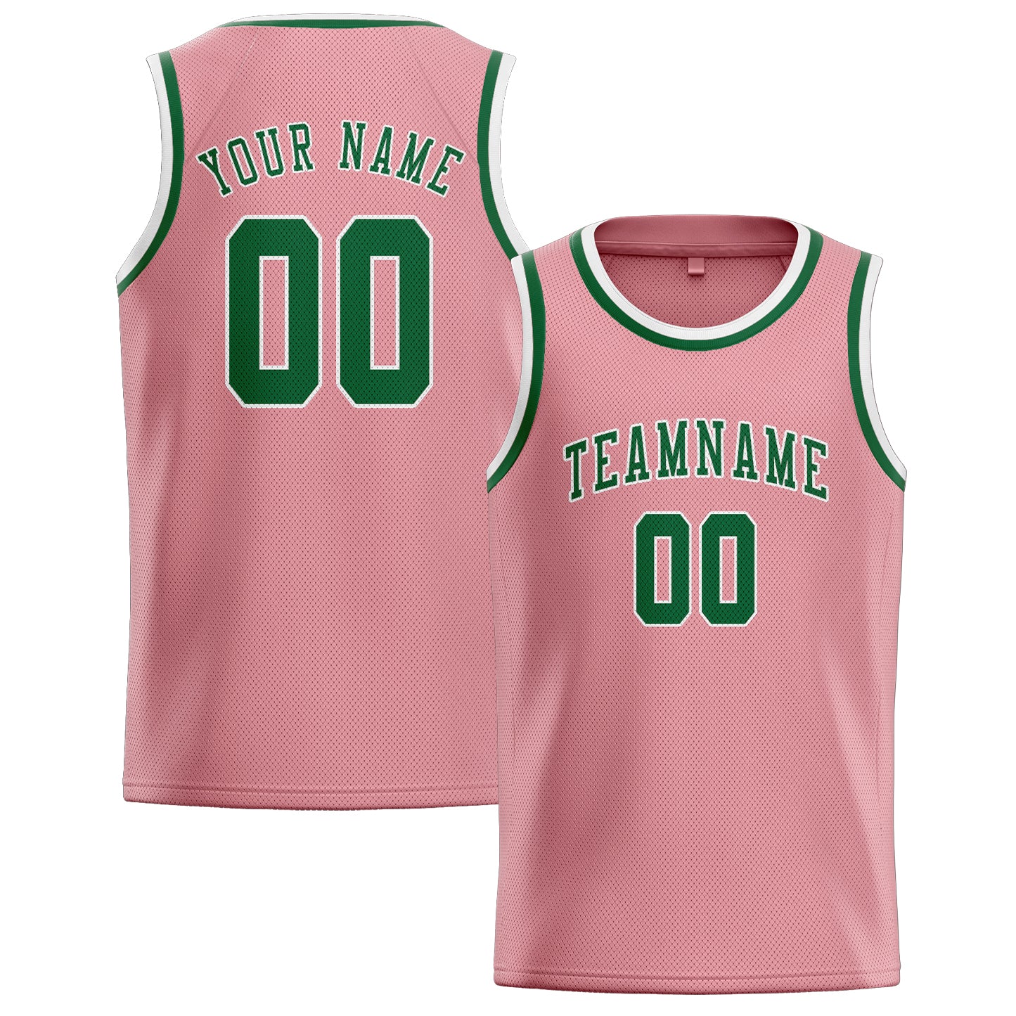 Maillot de basketball personnalisé rose clair et vert
