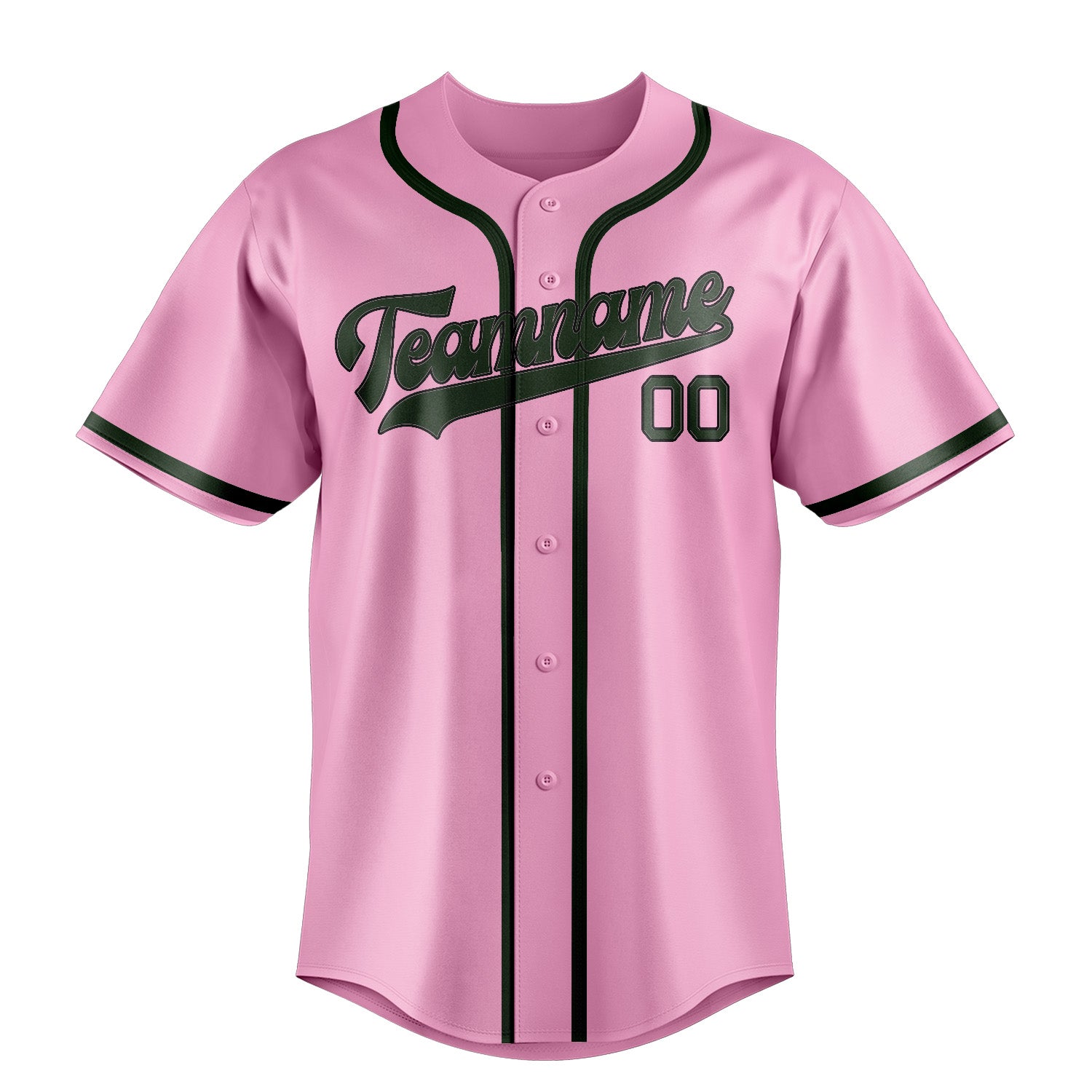 Maillot de baseball personnalisé rose clair et vert foncé