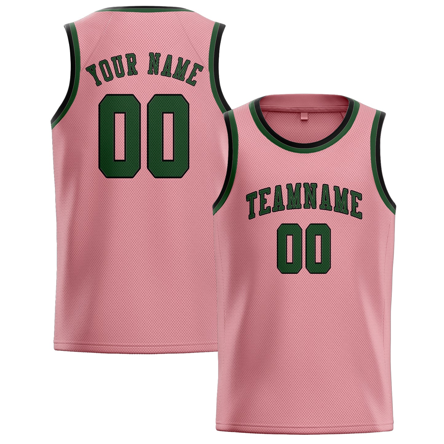 Maillot de basketball personnalisé rose clair et vert foncé