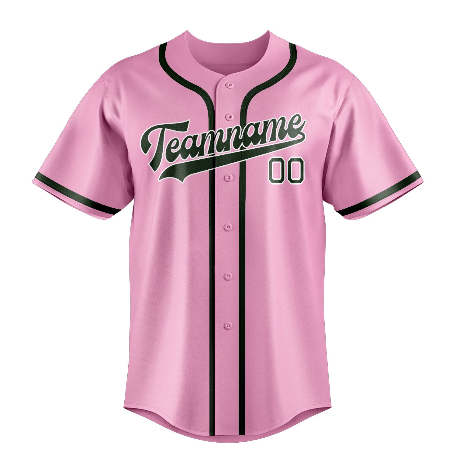 Maillot de baseball personnalisé rose clair et vert foncé