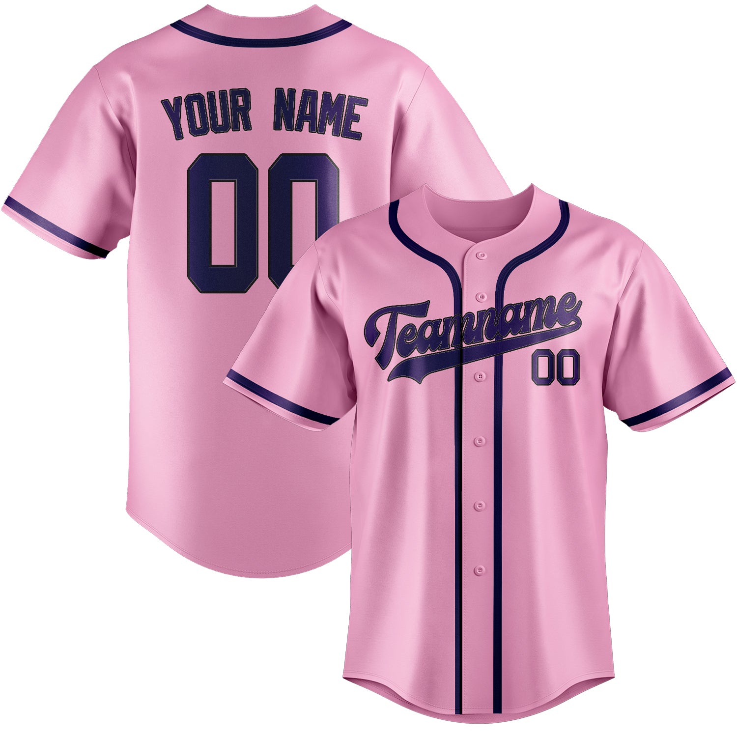 Maillot de baseball personnalisé rose clair et violet