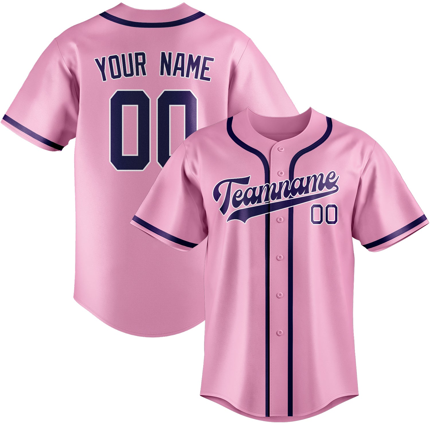 Maillot de baseball personnalisé rose clair et violet