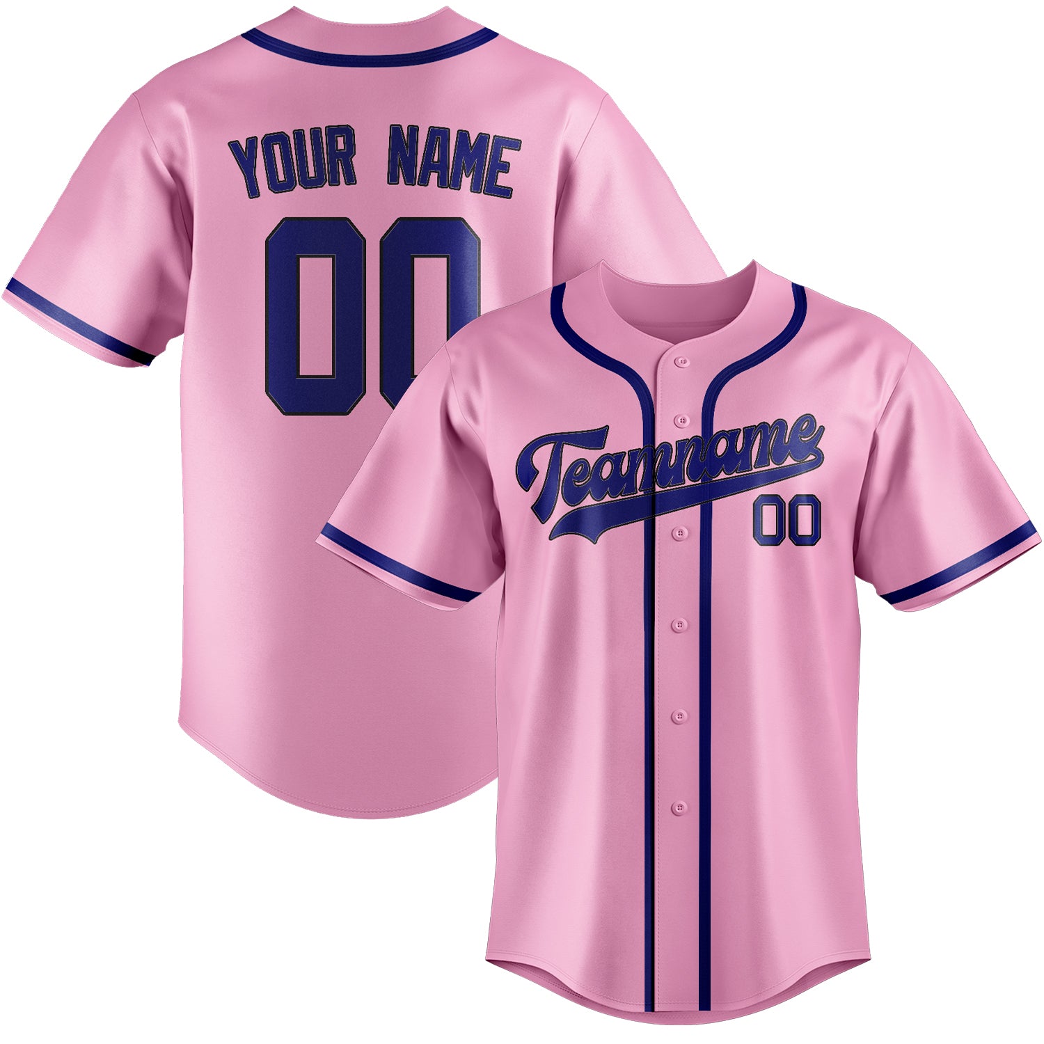 Maillot de baseball personnalisé rose clair et bleu ciel