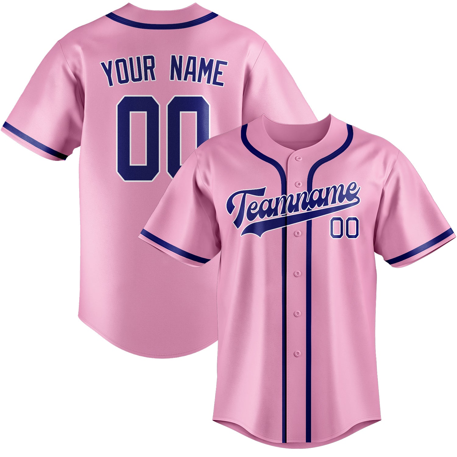 Maillot de baseball personnalisé rose clair et bleu ciel