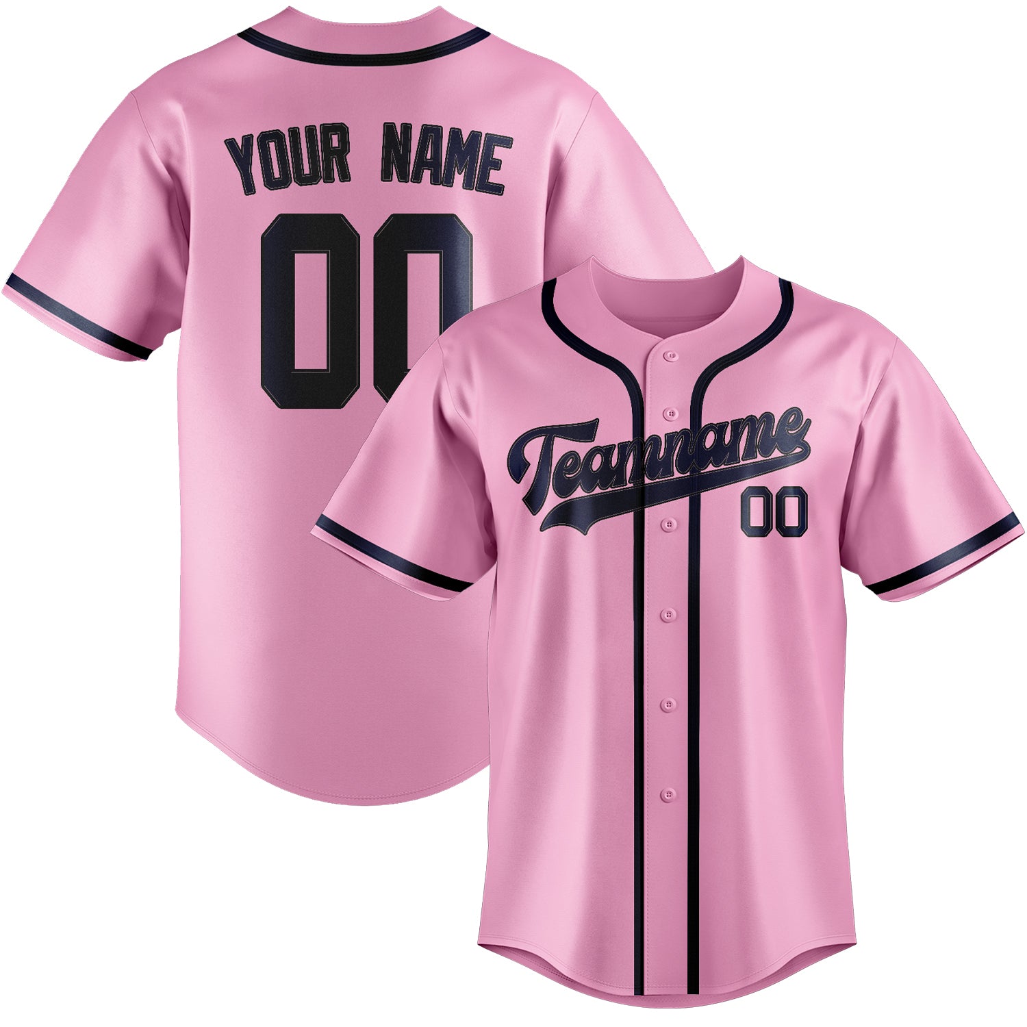 Maillot de baseball personnalisé rose clair et bleu