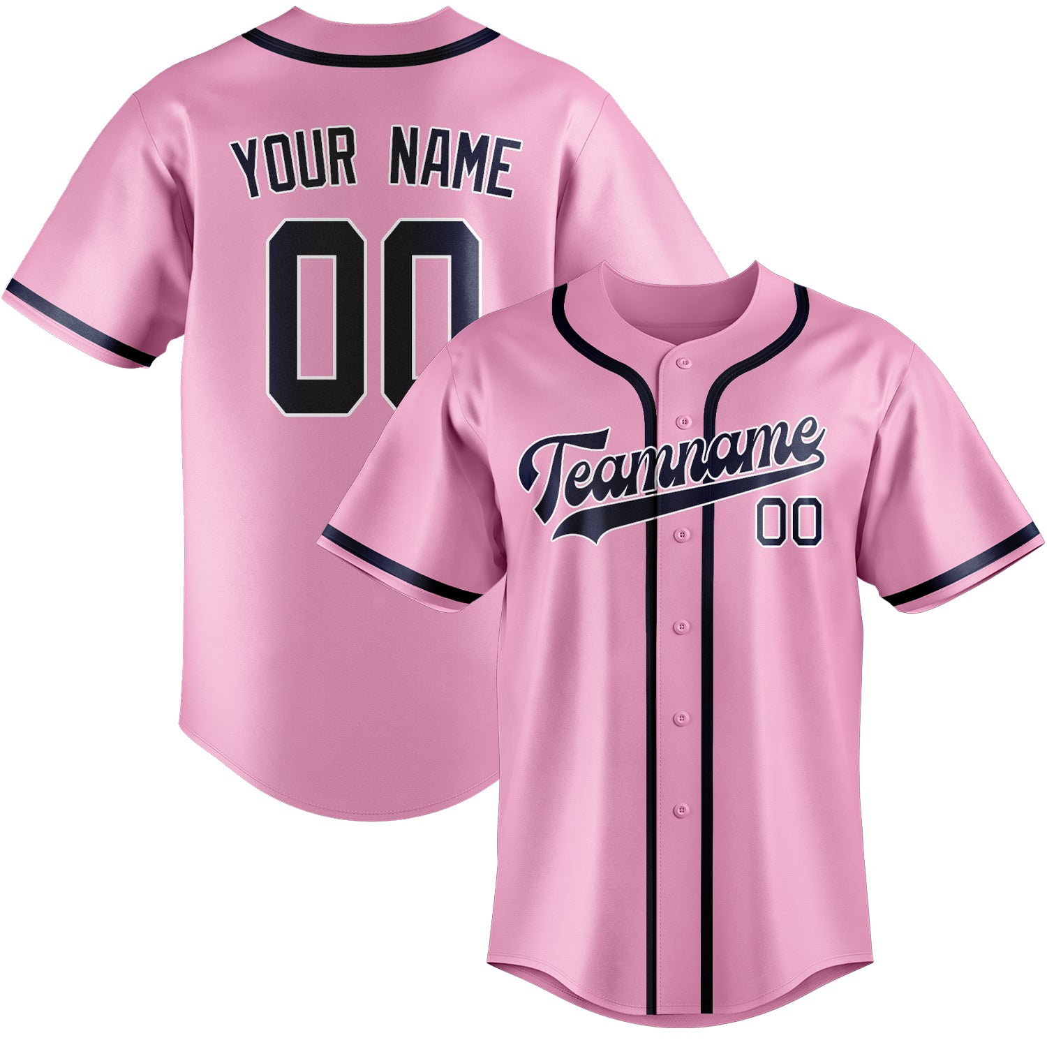 Maillot de baseball personnalisé rose clair et bleu