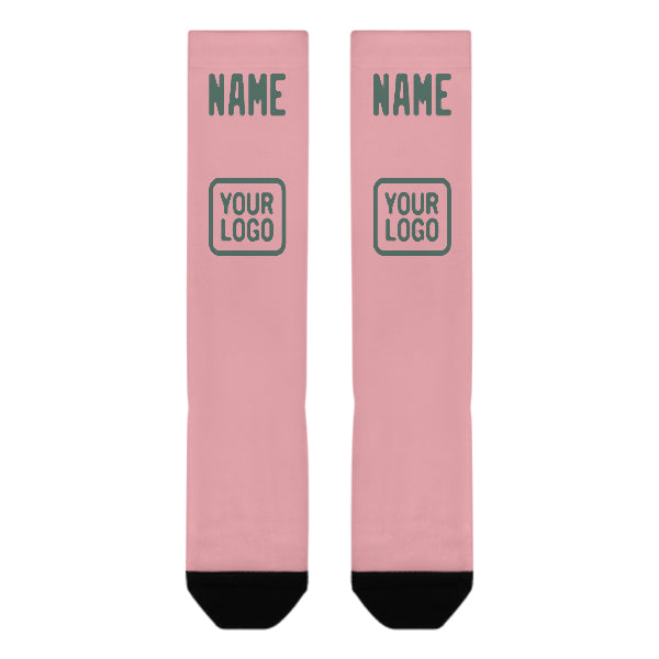 Chaussettes hautes personnalisées rose clair, bleu et vert