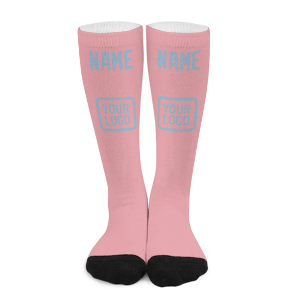 Chaussettes hautes personnalisées rose clair et bleu clair