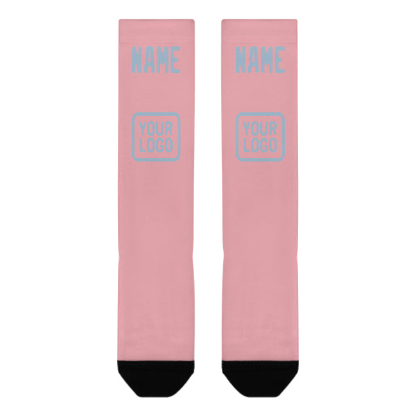 Chaussettes hautes personnalisées rose clair et bleu clair