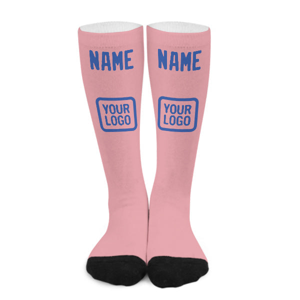 Chaussettes hautes personnalisées rose clair et bleu ciel