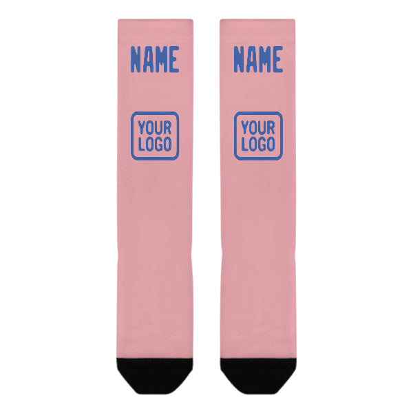 Chaussettes hautes personnalisées rose clair et bleu ciel