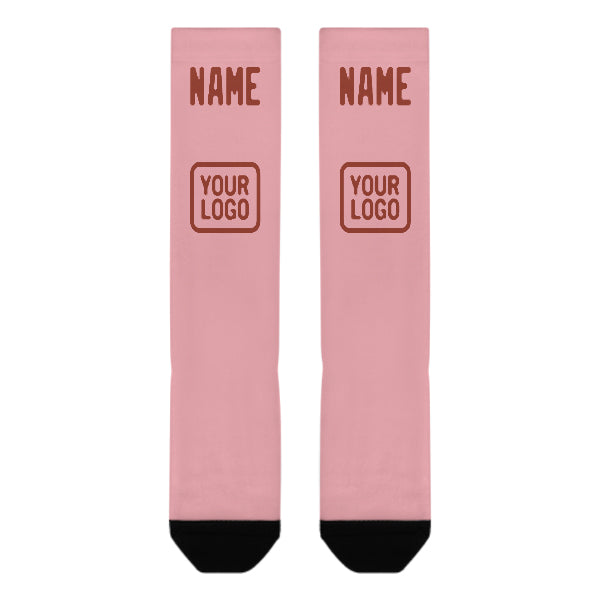 Chaussettes hautes personnalisées rose clair corail rouge genou