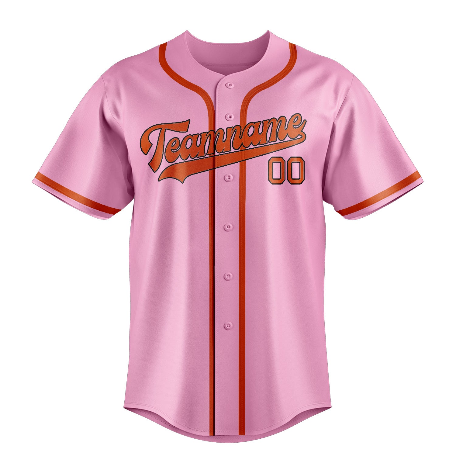 Maillot de baseball personnalisé rose clair, orange et rouge
