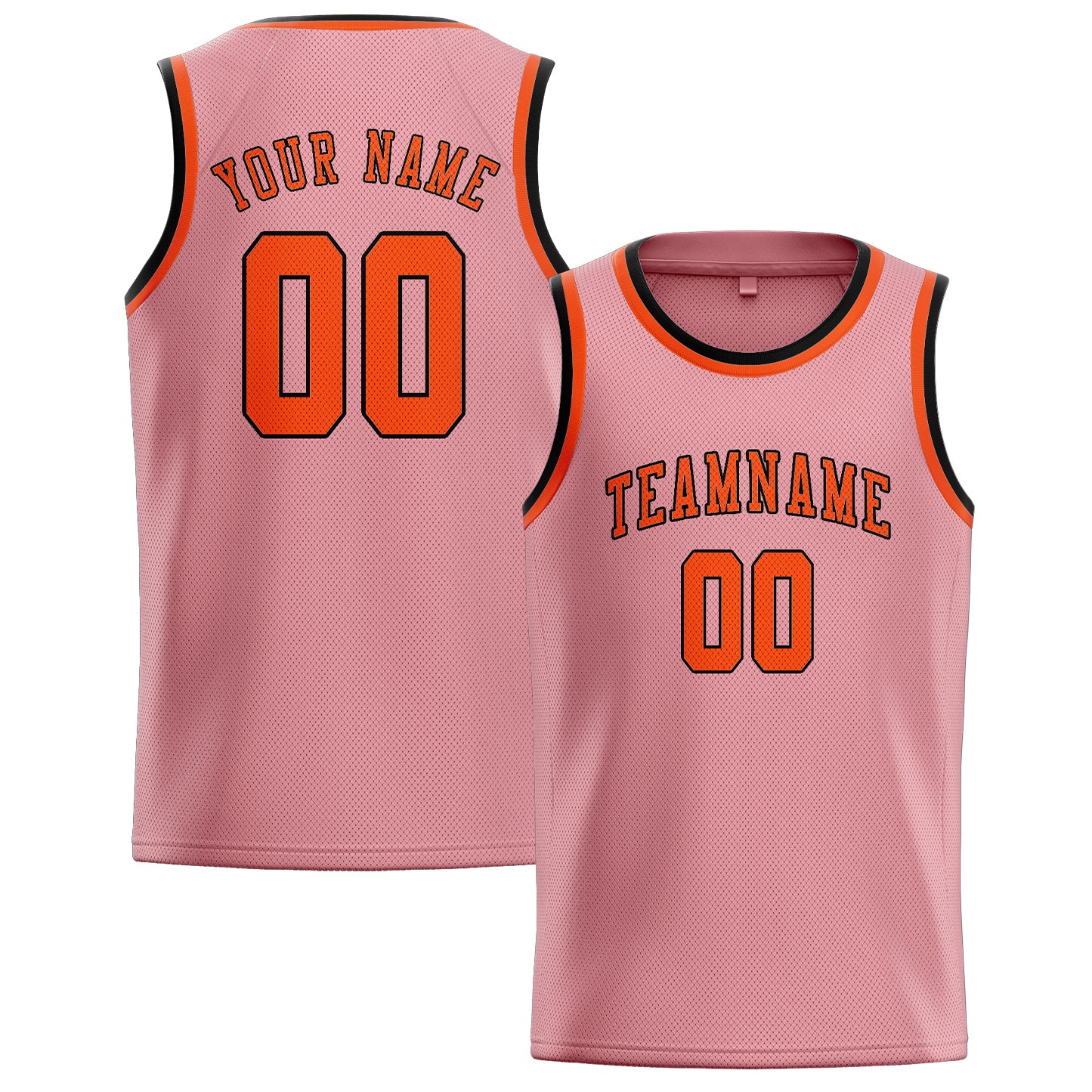 Maillot de basketball personnalisé rose clair, orange et rouge