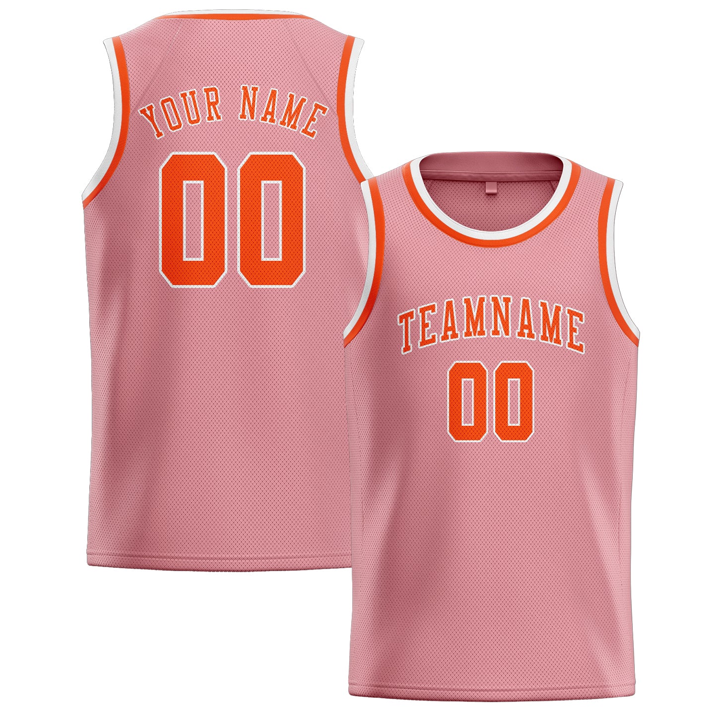 Maillot de basketball personnalisé rose clair, orange et rouge