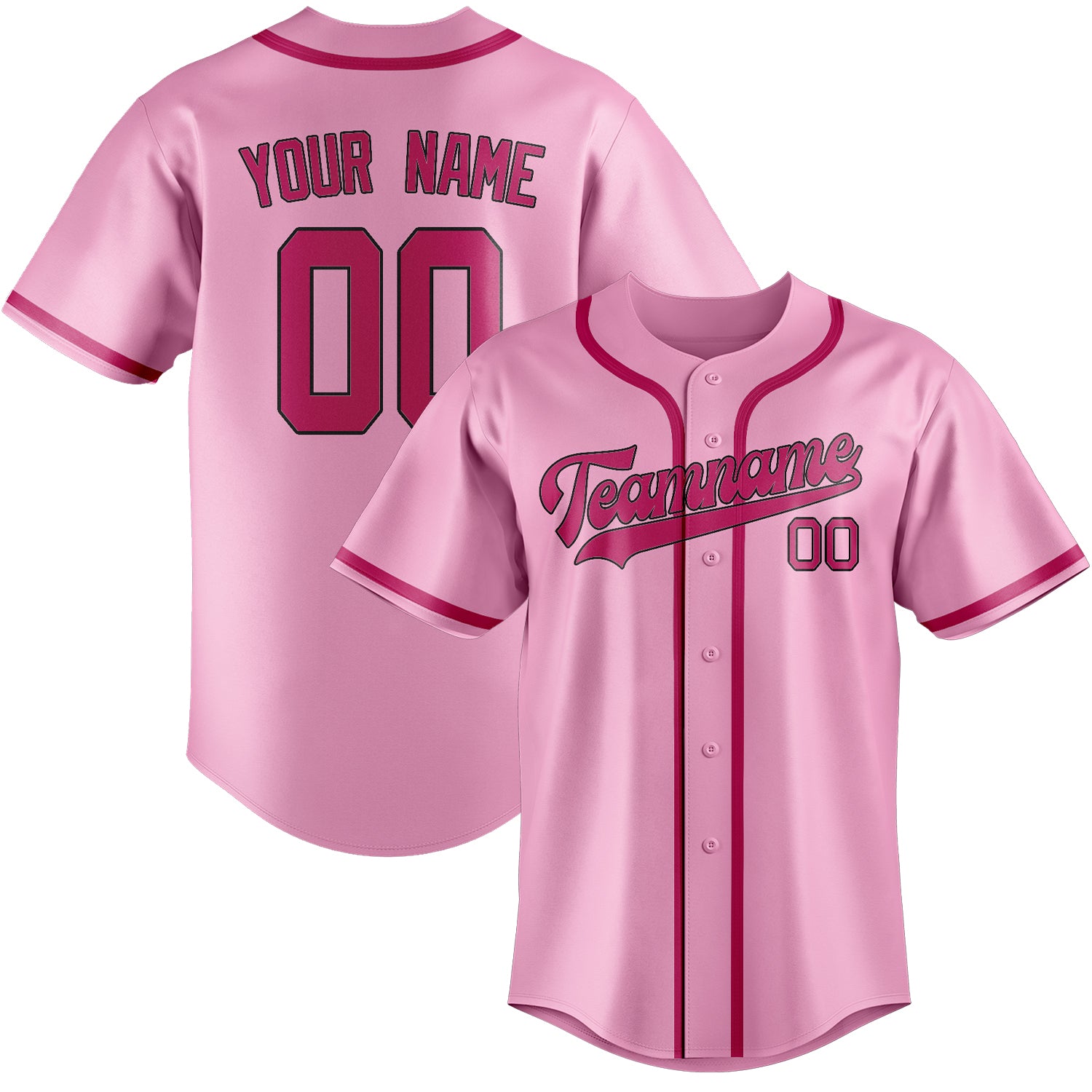 Maillot de baseball rose clair personnalisé