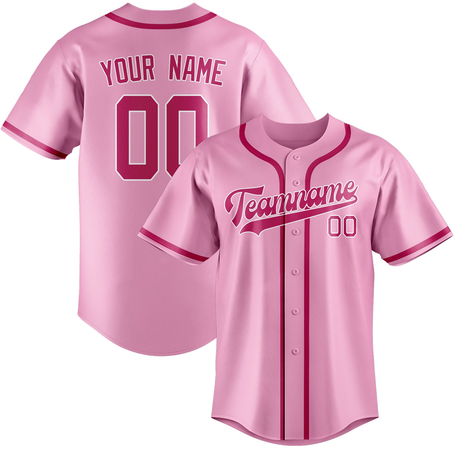 Maillot de baseball rose clair personnalisé