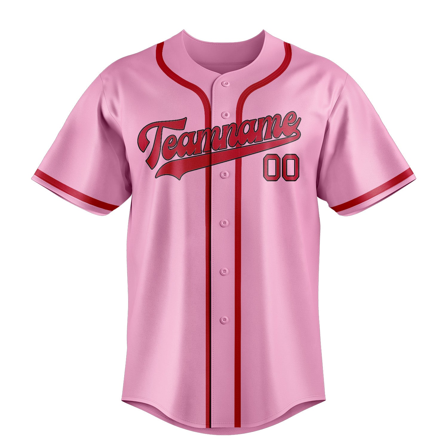 Maillot de baseball personnalisé rose clair et rouge