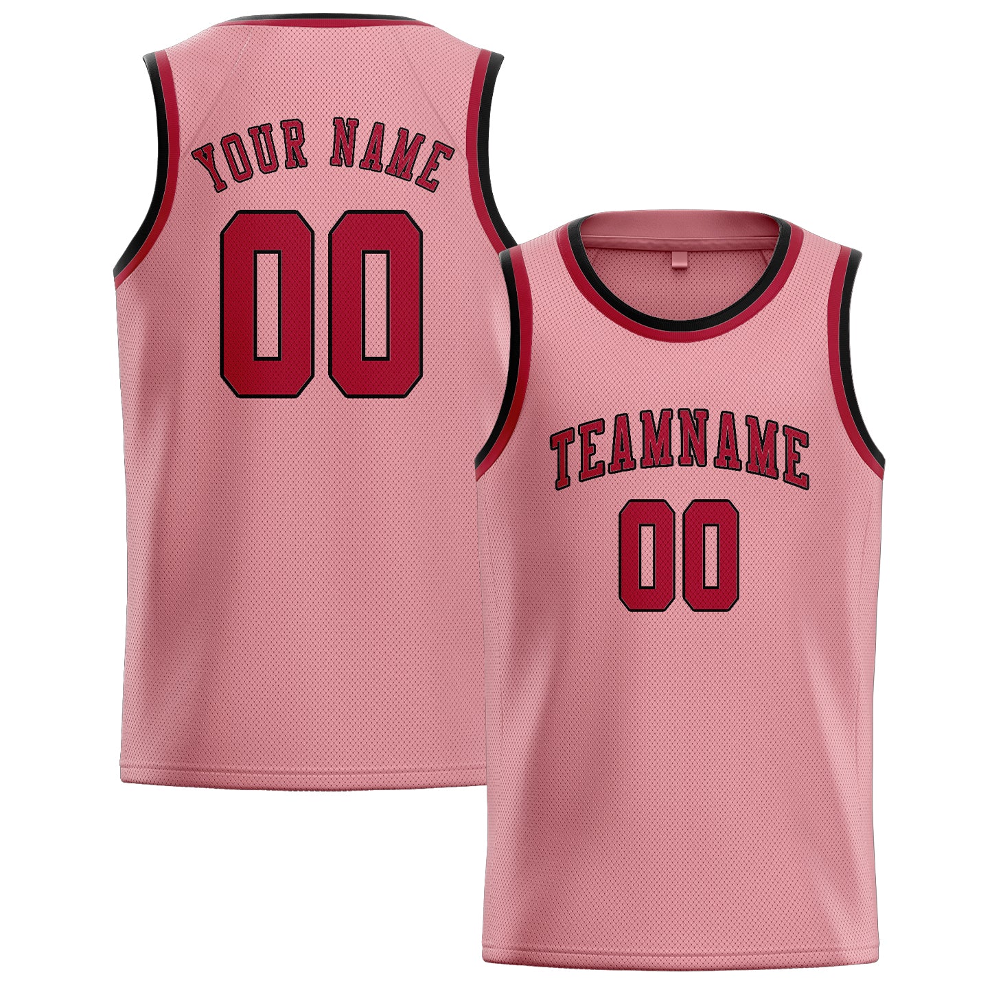 Maillot de basketball personnalisé rose clair et rouge