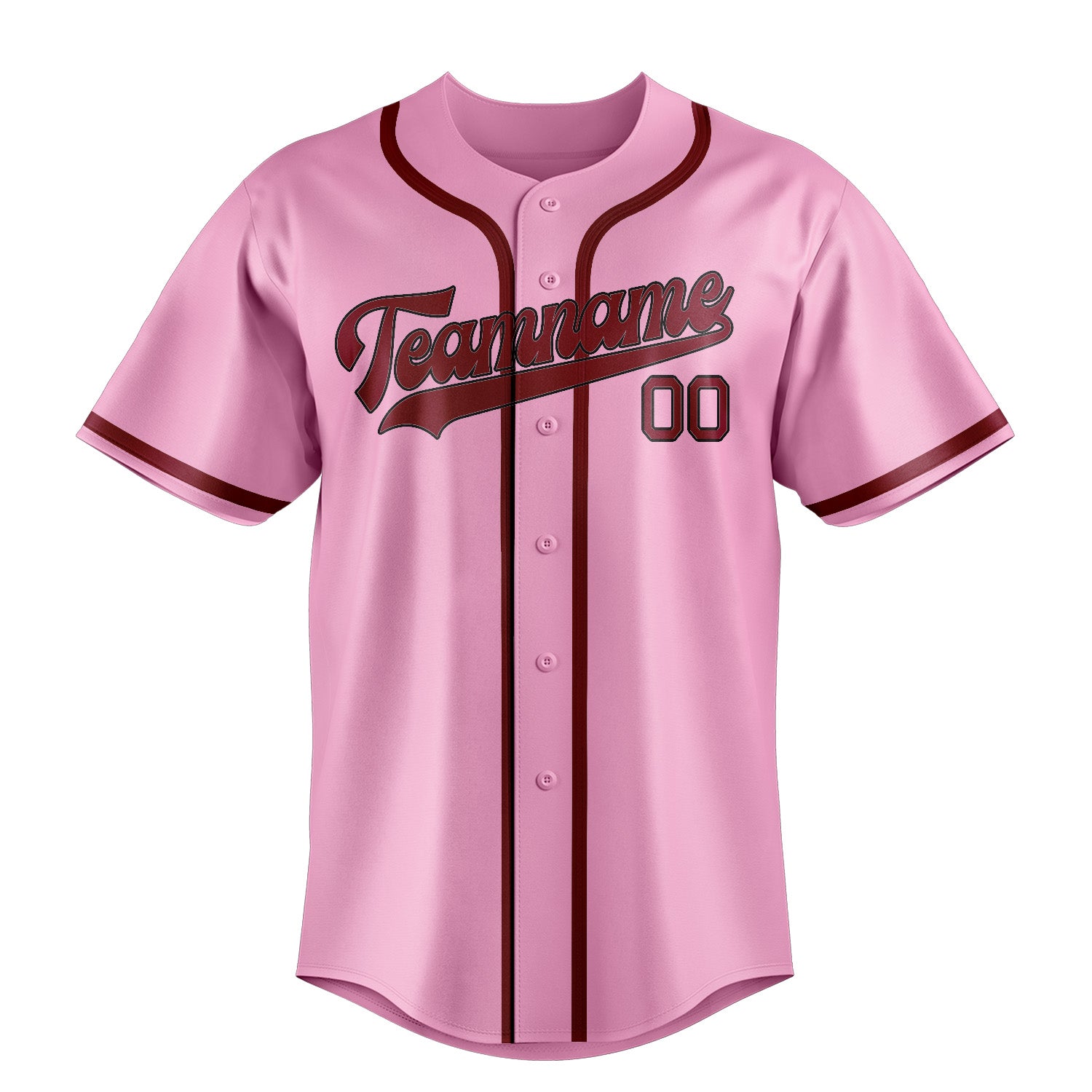 Maillot de baseball personnalisé rose clair et rouge cramoisi