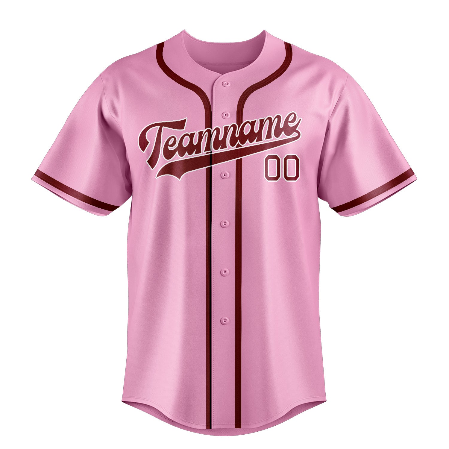 Maillot de baseball personnalisé rose clair et rouge cramoisi