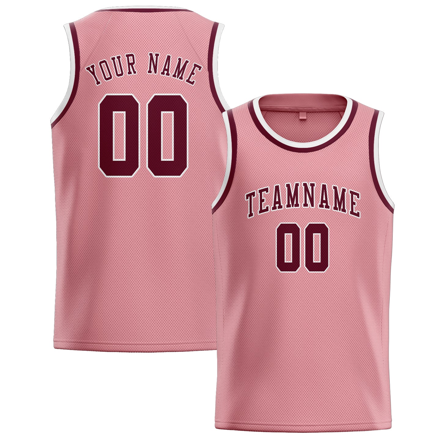 Maillot de basketball personnalisé rose clair et rouge cramoisi