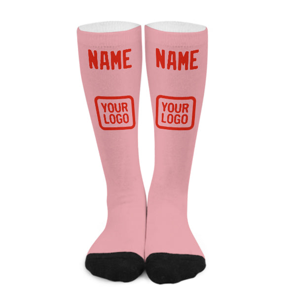 Chaussettes hautes personnalisées rose clair, orange et rouge