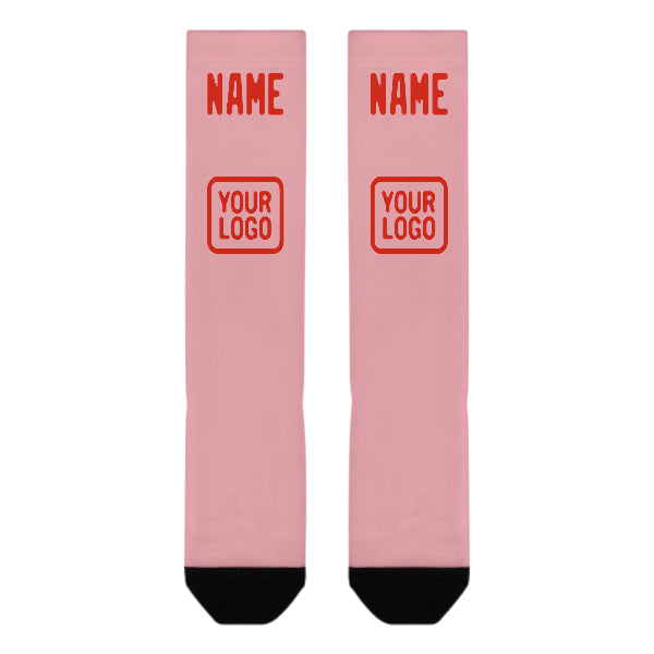 Chaussettes hautes personnalisées rose clair, orange et rouge