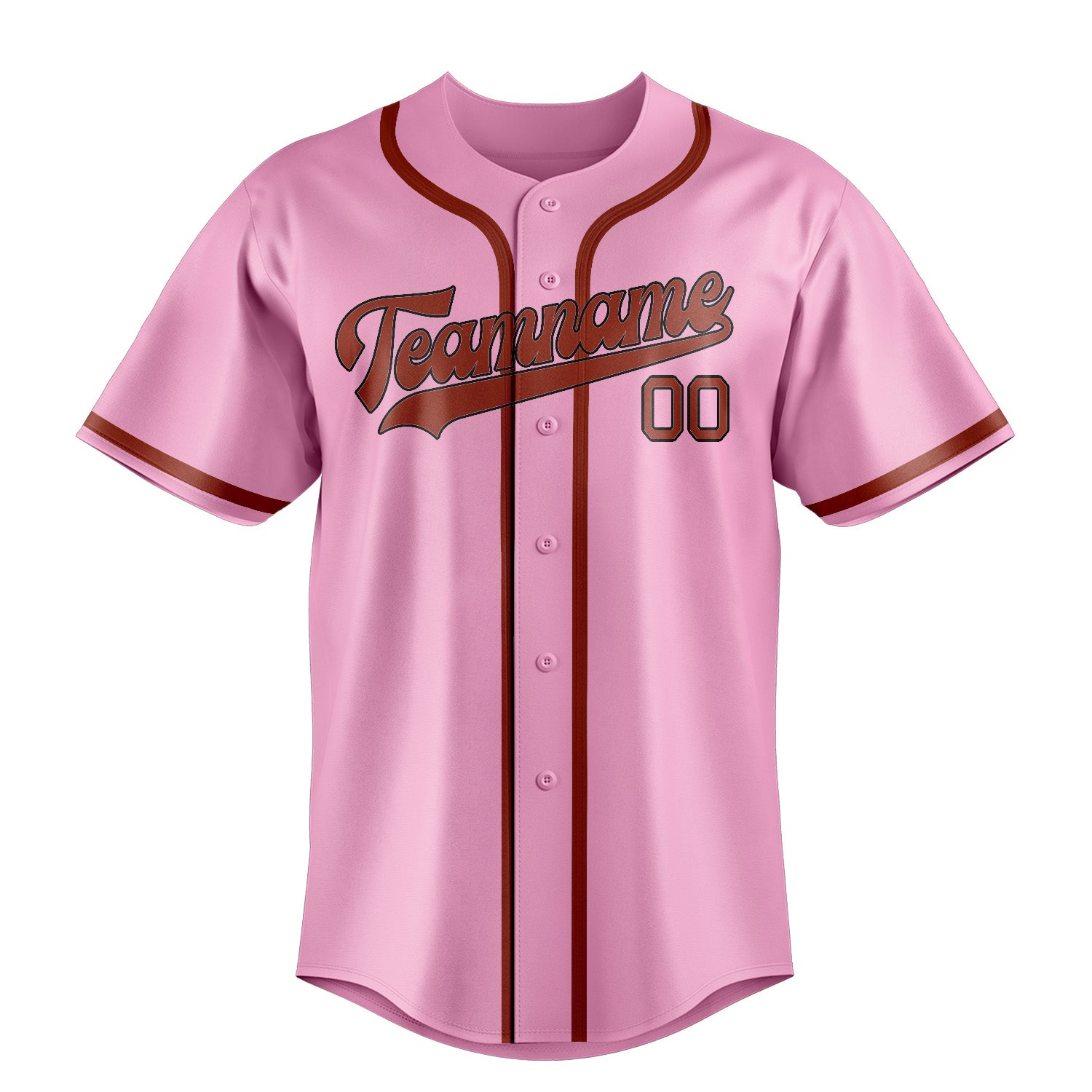 Maillot de baseball personnalisé rose clair et corail rouge