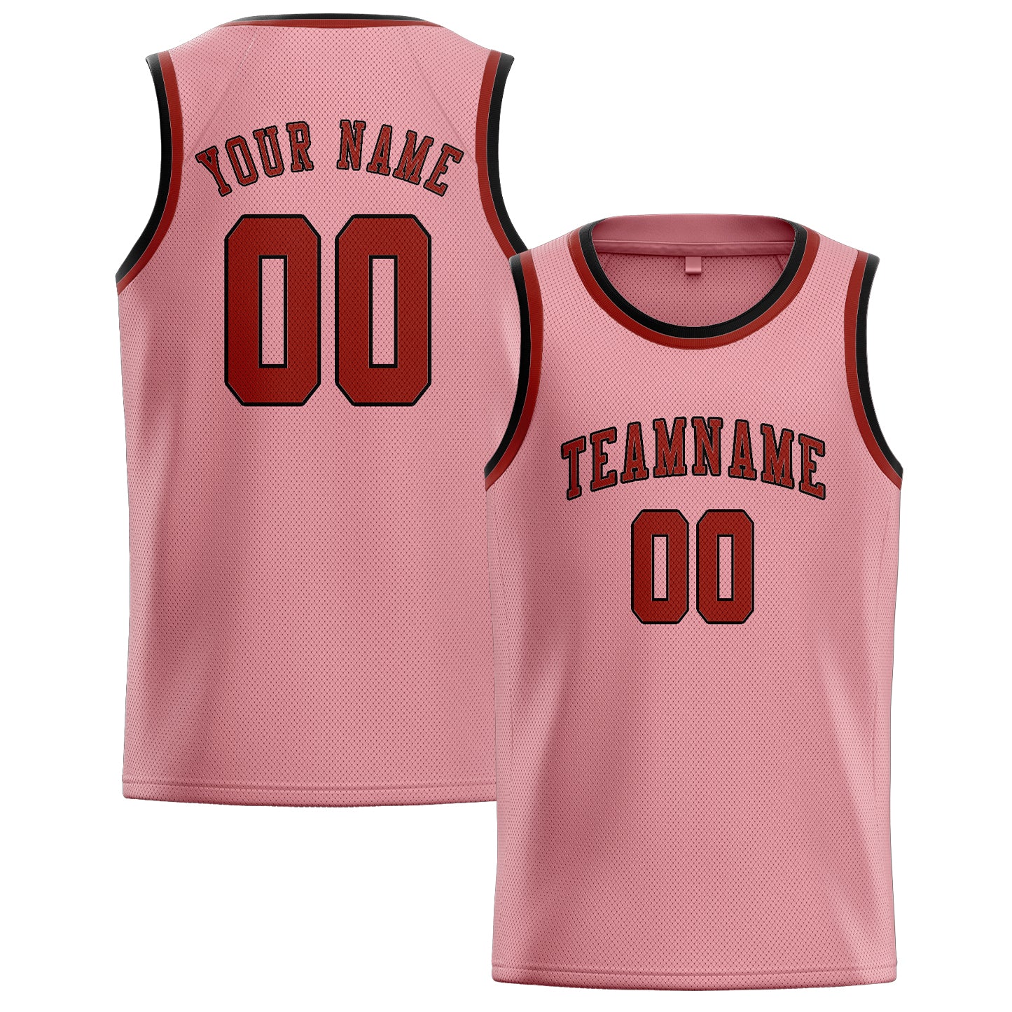 Maillot de basketball personnalisé rose clair corail rouge