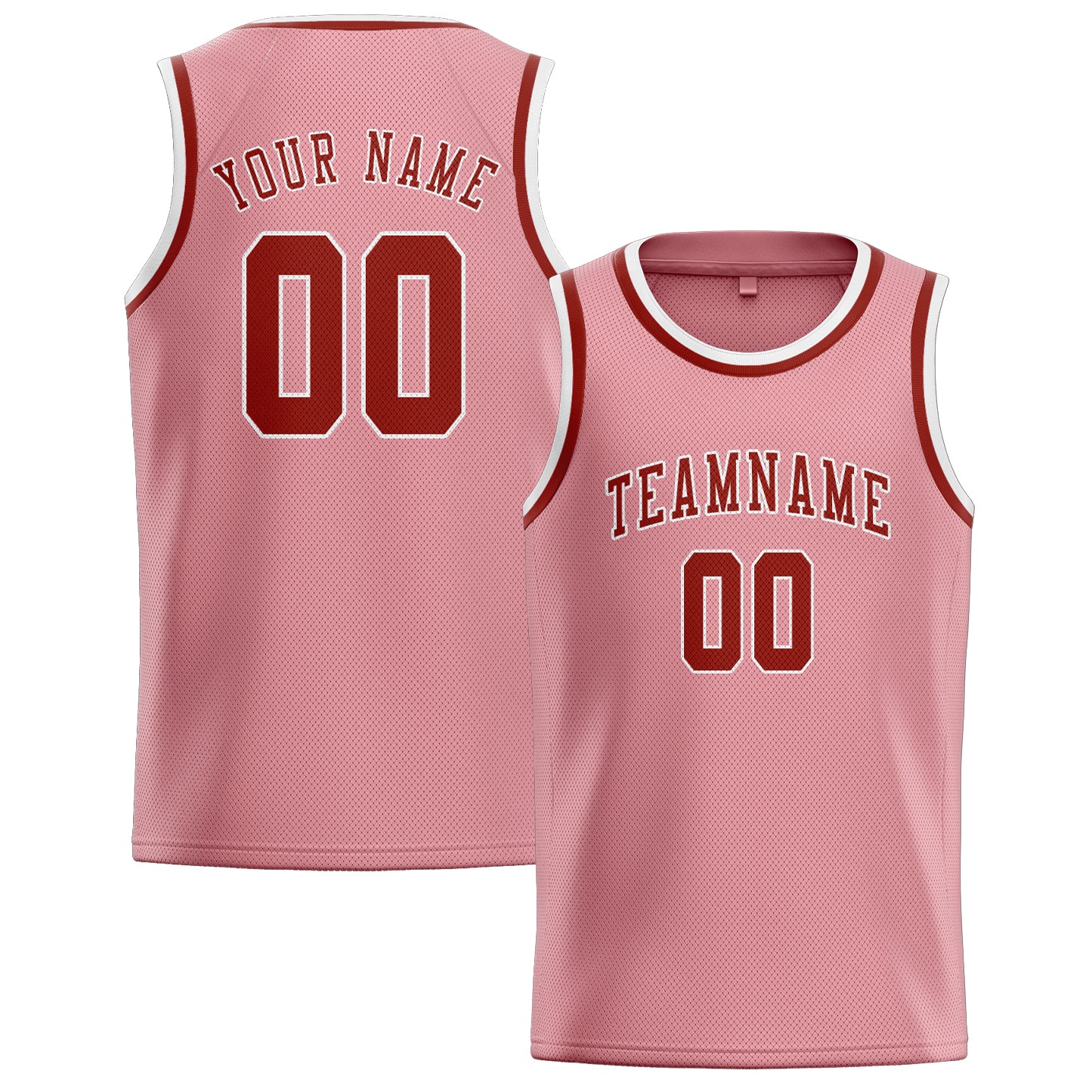 Maillot de basketball personnalisé rose clair corail rouge